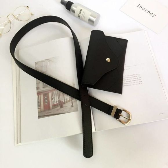 Black Belt with Pouch - Picture 2 of 10